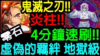 【神魔之塔】鬼滅之刃!!煉獄杏壽郎!!炎柱!! 零石通關!!4分鐘速刷!! 平民配置!!【虛偽的羈絆 地獄級】【下弦之伍的心願 地獄級】【Johnson遊戲世界】