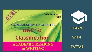Code 1424/5411/9408 Unit 3 Classification