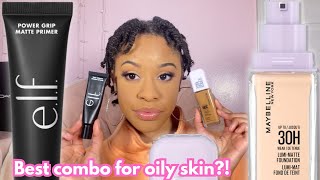 *NEW* MAYBELLINE SUPERSTAY LUMI-MATTE FOUNDATION + E.L.F POWER GRIP MATTE PRIMER REVIEW