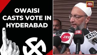 Telangana Election 2023: AIMIM Chief Asaduddin Owaisi Casts Vote In Hyderabad