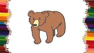 como dibujar un oso pardo | Dibujos faciles