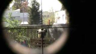 RAP4 T68 Sniper Paintball Gun Demo and Test taking out target with 1st person view through scope