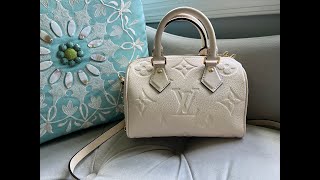 Unboxing Louis Vuitton Speedy Bandouliere 20 in Cream color