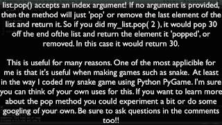 Python 2.7.6 Tutorial Episode 15: List Methods