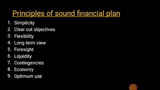 Principles of sound Financial plan