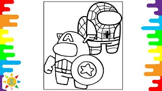 Among Us Spider-man  Coloring Page | Among Us Captain America Coloring Page | Disfigure - Blank