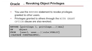 Oracle - Controlling User Access, Creating and Revoking Object Privileges | Oracle Revoke Access