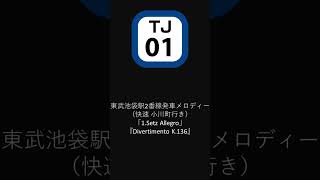 東武池袋駅2番線発車メロディー（快速 小川町行き） 「1 Setz Allegro」 『Divertimento K 136』