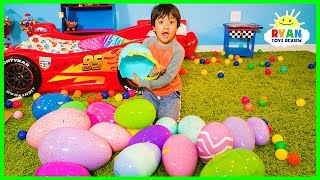 Huge Easter Egg Hunt Surprise Toys Challenge for kids with Ryan ToysReview