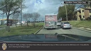 Carrollton police share video of U-Haul truck chase that led to 2 arrests in March