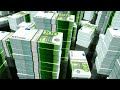 Billions of Dollars and Euros Bills - Wealth Visualization - Fly Over Billions of Dollars and Euros