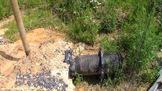 12 Inch Ductile Iron Pipe End Cap - Two Yard Concrete Thrust Block Installed with Driven Steel Pipe
