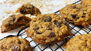 Oatmeal Raisin Cookies 燕麥葡萄乾餅乾 減糖配方 適合早餐 茶點 零食 【CC字幕】｜阿屋厨房 Awoo Kitchen