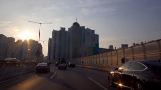 Driving in Early Morning Traffic - Seoul to Guri in Korea (No Talking, No Music)