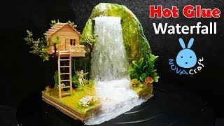 Hot Glue Waterfall mini House Building Tinker Bell's Tree house Tutorial - Hot Glue NOVA Craft