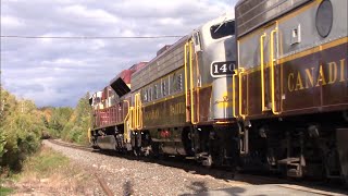 CP Heritage SD70ACu \u0026 EMD F Units Lead the Canadian Pacific Business Train CP 41B at Saint Croix, NB