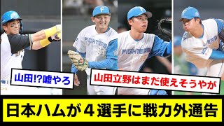 【戦力外通告】日本ハムが４選手に戦力外通告