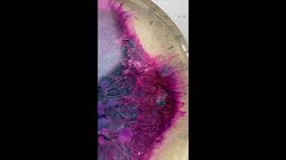 Magenta Reveal of resin petri dish artwork