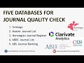 Journal Quality Check | Scimago, Master Journal List, Norwegian Register, ABDC List,  ABS Ranking