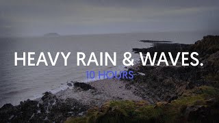 Cold Rain and Ocean Sounds in England 🇬🇧  4K HD