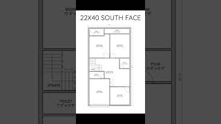 22X40 SOUTH FACE VASTU 2BHK HOUSE PLAN|#shorts #construction #civilengineering