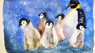 Watercolor Penguin Tutorial by Untamed Little Wolf