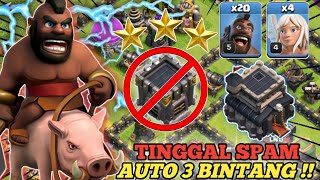 TANPA BANTUAN !! BASE APAPUN AUTO RATA!! TH 9 QUEEN WALK MASS HOG RIDER||Clash Of Clans