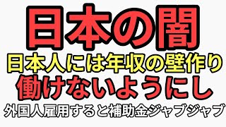 日本の闇　日本人には年収の壁を作り働かせないようにするのに外国人を雇う企業には補助金ジャブジャブ