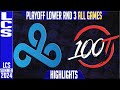 C9 vs 100 Highlights ALL GAMES | LCS Playoffs Summer 2024 Low Round 3 | Cloud9 vs 100 Thieves