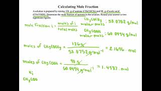 ALEKS Calculating Mole Fraction