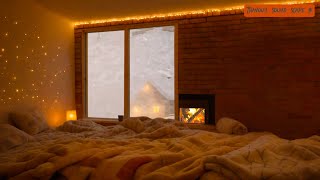 Snowstorm night, a warm cabin at the foot of the mountain, a crackling fireplace, and snowstorm p50