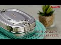 sumeet stainless steel rectangle lunch box tiffin with 2 compartments and locking clip