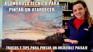 77. Asombrosa técnica para pintar un atardecer con un cielo increíble / how to paint a sunset