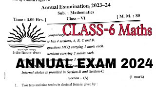 CLASS-6 MATHS / SEE 2024 / Annual Exam Question Paper / TERM-2 KV CBSE / Kendriya Vidyalaya