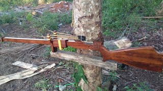 toys for the big boys 6: how to make a powerful wooden sliding slingshot rifle