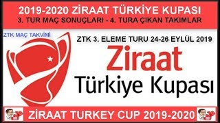 Ziraat Türkiye Kupası 3. Tur Maç Sonuçları-ZTK 4. TURA YÜKSELEN TAKIMLAR 2019/20, Ziraat Turkish Cup
