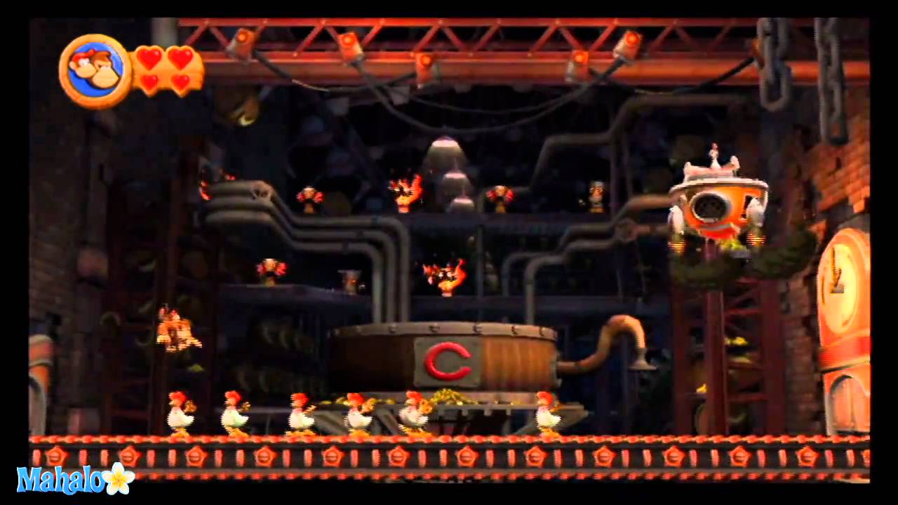 Donkey Kong Country Returns Walkthrough Level 7-B Feather Fiend - YouTube