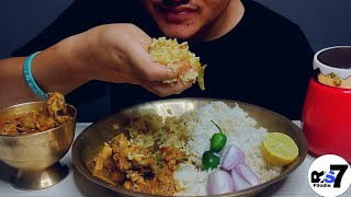 CHICKEN CURRY+ CHILLI WITH RICE MUKBANG (MASU BHAT) | NEPALI MUKBANG | Rs7 FOodie