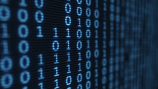 Footage 4K Blue Digital Binary Data On Computer Screen