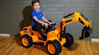 Artem Unboxing Power Wheels kids Tractor Excavator and play with toys