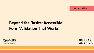 Beyond the Basics Accessible Form Validation That Works