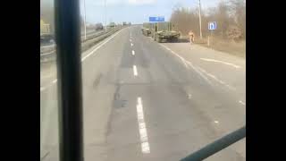 Колонна грузовиков понтонно-мостового парка ВСУ. Украина. Ukrainian military trucks.