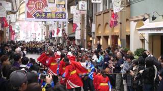 岡山うらじゃ連 笑輝 第12回さくらよさこい 三条名店街商店街