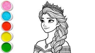 Beautiful Elsa Frozen Drawing for kids, Painting \u0026 Coloring for kids, Toddlers | Let's Draw Together