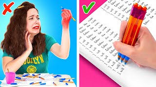 SCHOOL HACKS THAT WILL SAVE YOUR LIFE! || Funny School Supply Hacks by 123 Go! LIVE
