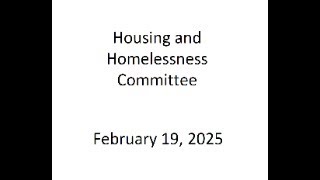 Housing and Homelessness Committee