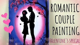 ROMANTIC COUPLE ACRYLIC PAINTING|EASY PAINTING WITH STENCIL|NIGHT SCENERY|VALENTINES DAY GIFT IDEAS