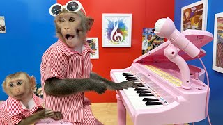 Smart Bim Bim becomes a pianist and firefighter with baby monkey Obi