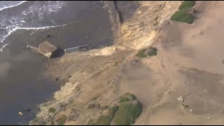 Raw video: Concrete structure from Fort Funston in San Francisco tumbles onto beach