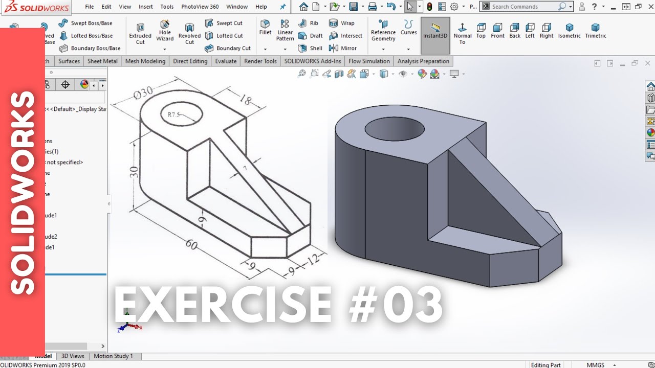 SOLIDWORKS TUTORIAL - LATIHAN #03 CARA MUDAH MENDESAIN DENGAN ...